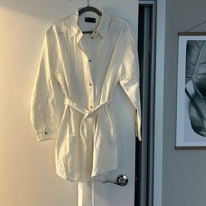 White denim shirt mini dress with belt size US12